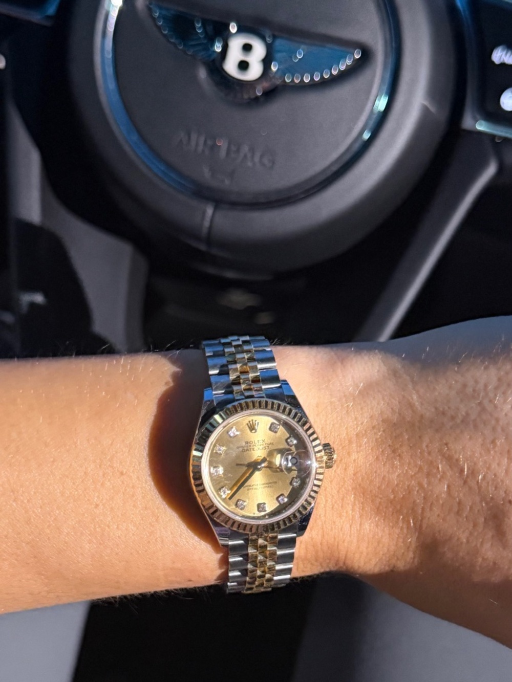 Rolex Lady-Datejust Two Tone Ref 279173 Champagne Diamond Dial 28 mm Box &Papers - Picture 16 of 17